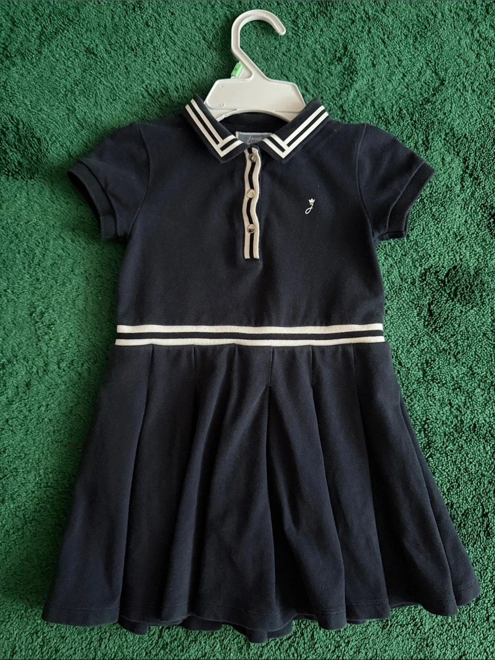 Jacadi Navy Polo-Style Girls Dress stretch soft 5T